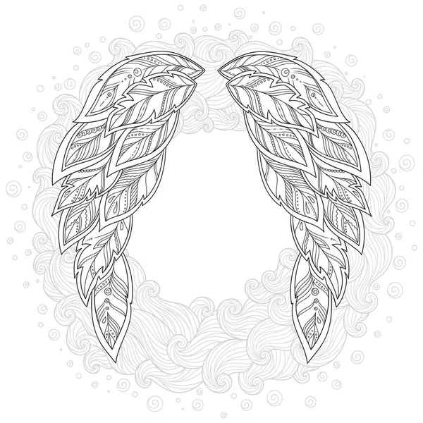 Kanat tüy. Boyama kitabı için desen.