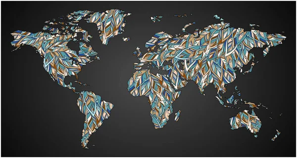 Flerfärgad världskarta. Vektorillustration. — Stock vektor