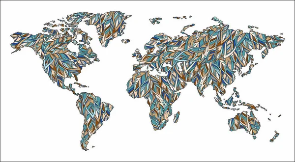 Çok renkli dünya haritası. Vektör illüstrasyonu. — Stok Vektör