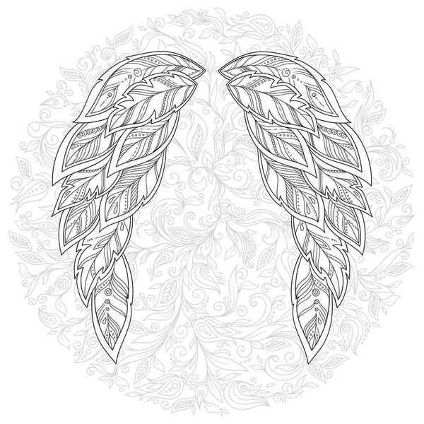 Des plumes d'ailes. Modèle pour livre à colorier . — Image vectorielle