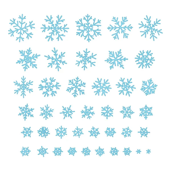Conjunto de diferentes copos de nieve dibujados a mano — Vector de stock