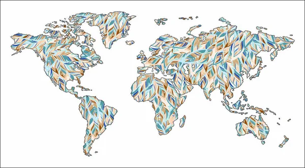 Mappa del mondo multicolore. Illustrazione vettoriale. — Vettoriale Stock