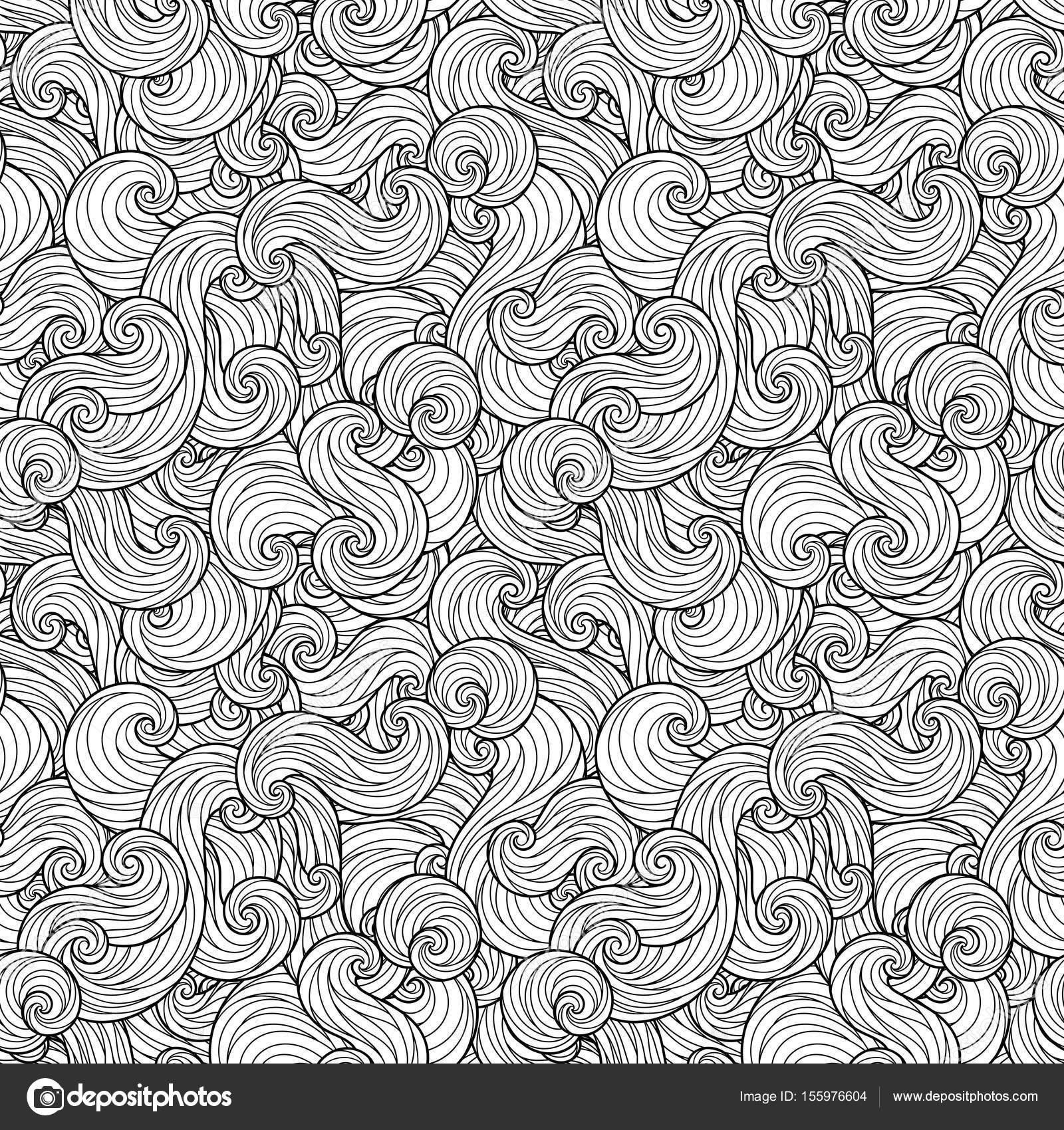 Reticolo senza giunte di onde di mare Per disegni da colorare sfondi tessuto riempimento di pagina e altro — Vettoriali di karpenyuk