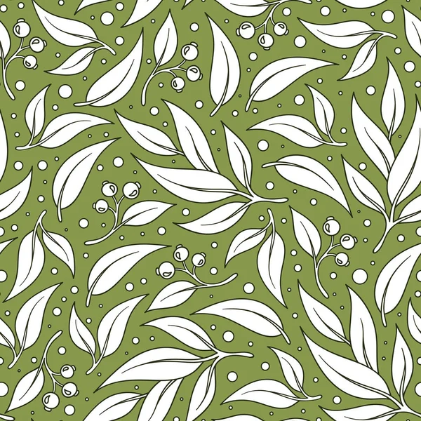 Patrón de hoja verde sin costuras . — Archivo Imágenes Vectoriales