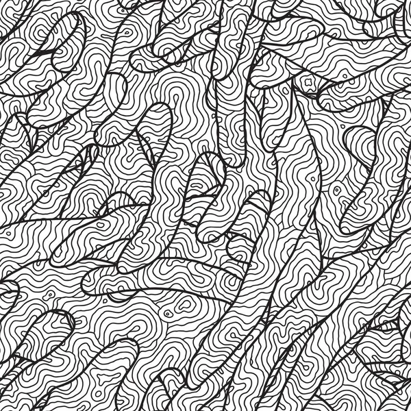 Hand-drawn seamless pattern of abstract geometric elements.