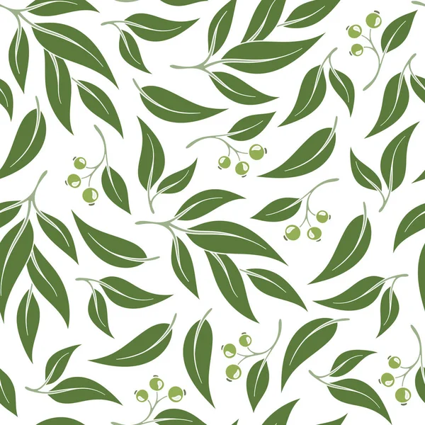 Naadloze groene blad patroon. — Stockvector