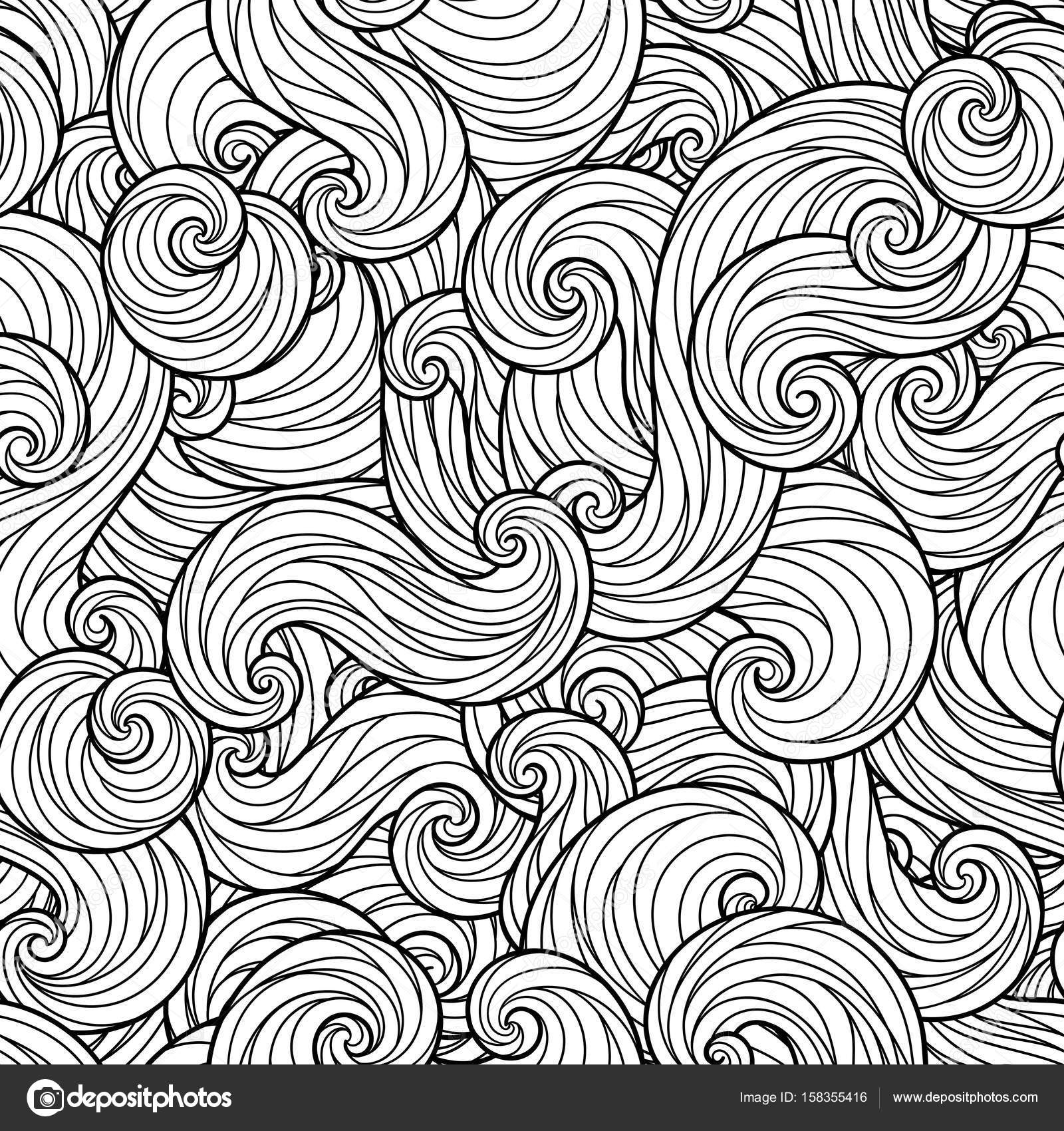 Reticolo senza giunte di onde di mare Per disegni da colorare sfondi tessuto riempimento di pagina e altro — Vettoriali di karpenyuk