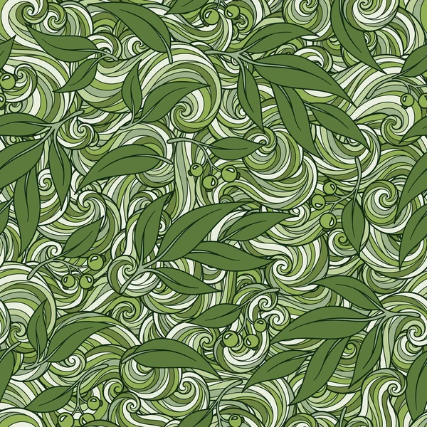 Patrón de hoja verde sin costuras . — Vector de stock