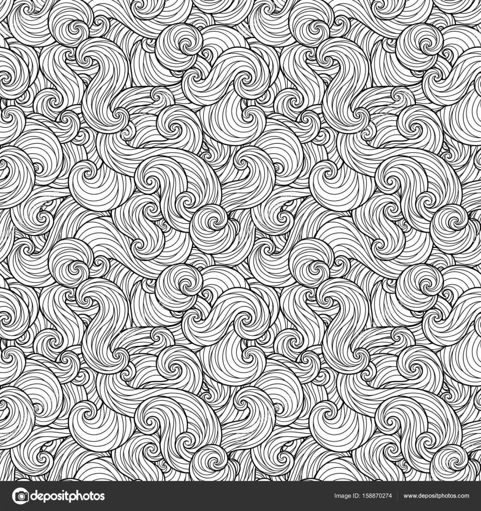 Reticolo senza giunte di onde di mare Per disegni da colorare sfondi tessuto riempimento di pagina e altro — Vettoriali di karpenyuk