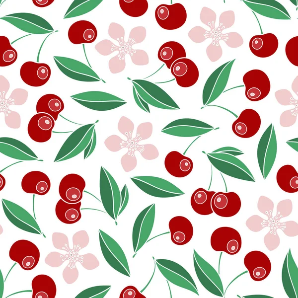 Cute cherry seamless pattern. — Stock Vector