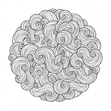 Abstract Round Sea Wave Mandala with curls clipart