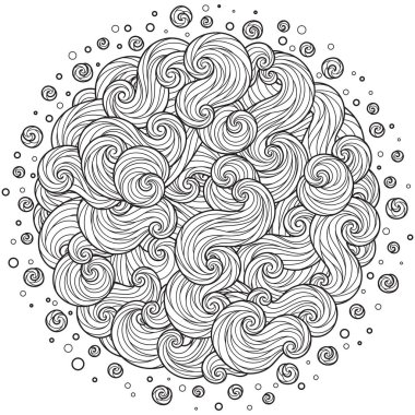 Soyut yuvarlak deniz dalga Mandala bukleler ile