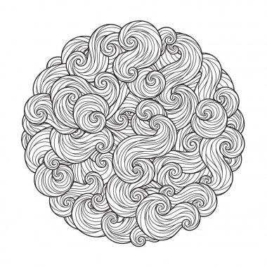 Soyut yuvarlak deniz dalga Mandala bukleler ile