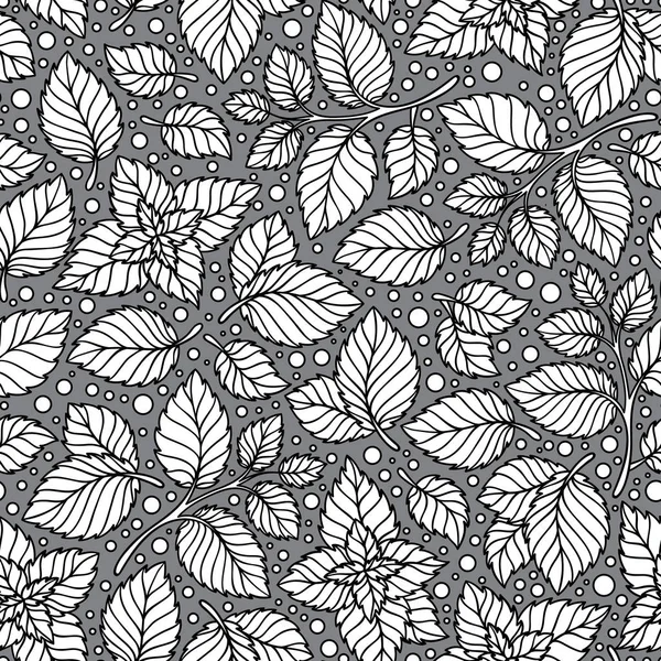 Hand drawn vector seamless pattern with mint leaves — Stock Vector