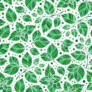 Elle çizilmiş vektör seamless modeli ile nane yaprakları