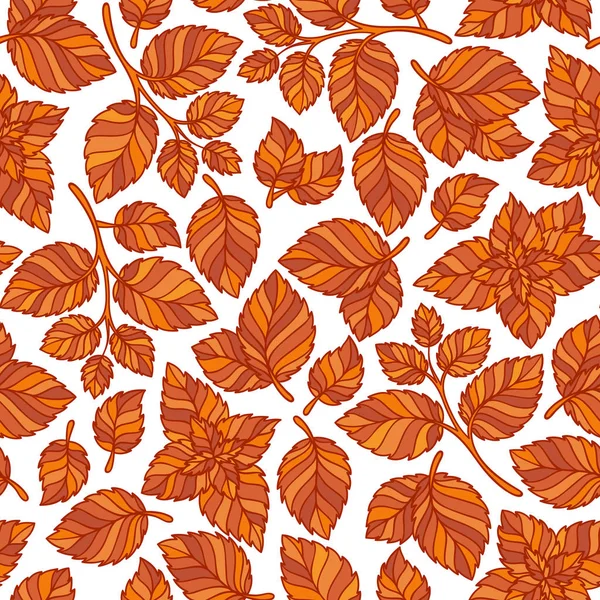 손으로 그린된 벡터 원활한 패턴 민트 잎 — 스톡 벡터