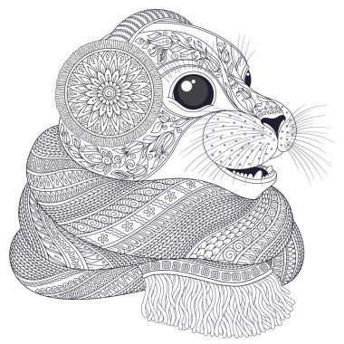 Elle çizilmiş mühür l bir eşarp 