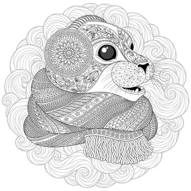 Elle çizilmiş mühür l bir eşarp 