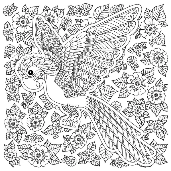 Kakadu orman papağan siluet vektör fantezi stilize.