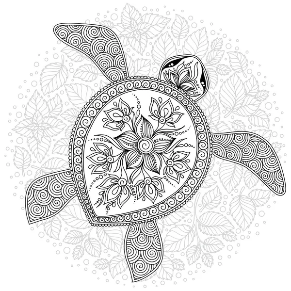 Vektorillustration der Meeresschildkröte zum Ausmalen von Buchseiten — Stockvektor