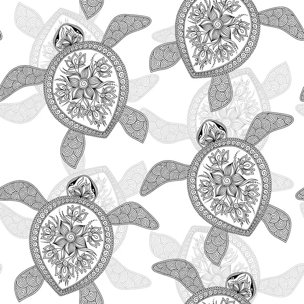 Modèle sans couture avec des tortues . — Image vectorielle
