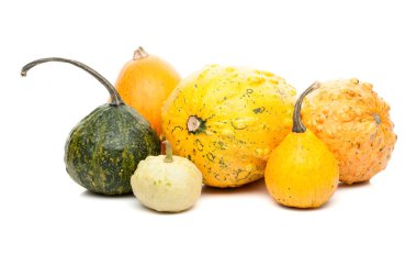 Beyaz arka plan üzerinde izole küçük kabak kümesi