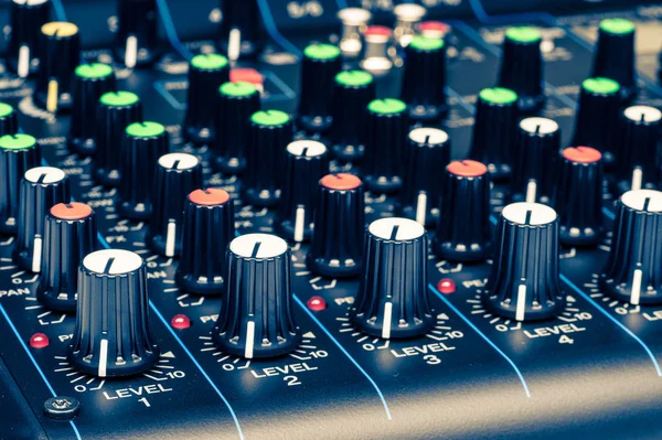 Mixing console knobs close-up — Stock Photo, Image