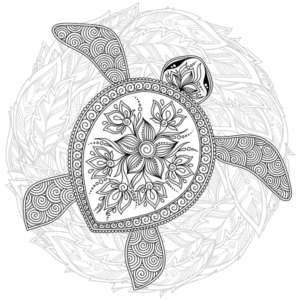 Vector illustration of sea turtle for Coloring book pages — Stock Vector
