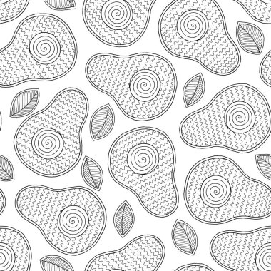 Doodle sanat avokado dikişsiz desen. 