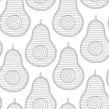 Doodle sanat avokado dikişsiz desen. 