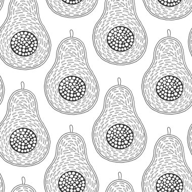 Line doodle sanat avokado dikişsiz desen. 