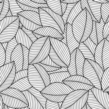 Boyama kitabı için dikişsiz doodle yaprakları desen. 