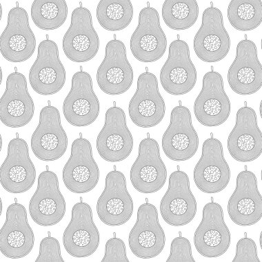 Line doodle sanat avokado dikişsiz desen. 