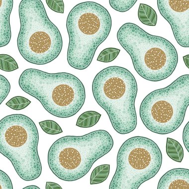 El çizilmiş karikatür avokado dikişsiz desen