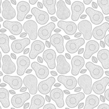 Line doodle sanat avokado dikişsiz desen.