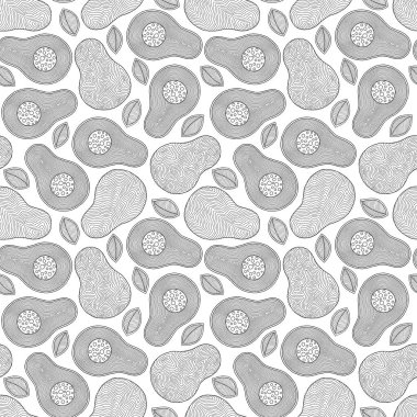 El çizilmiş doodle avokado dikişsiz desen. 