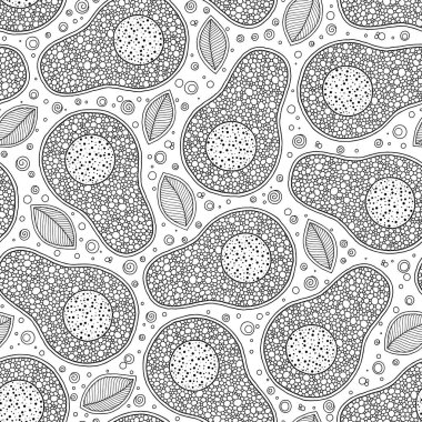 Line doodle sanat avokado dikişsiz desen. 