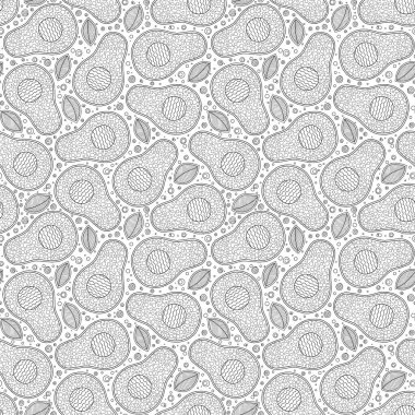 Doodle sanat avokado dikişsiz desen. 