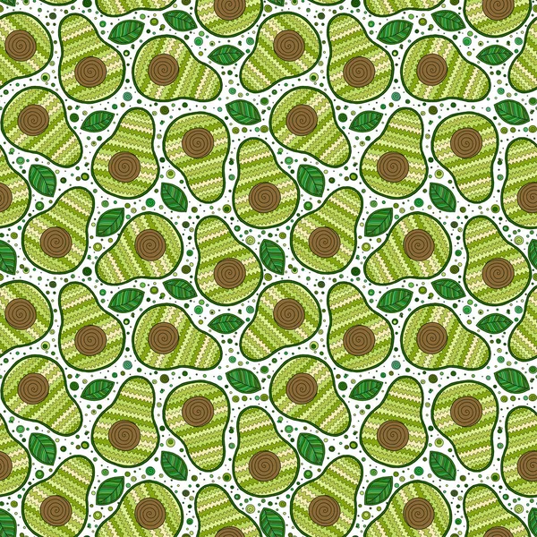 Hand drawn cartoon avocado seamless pattern — Stock Vector