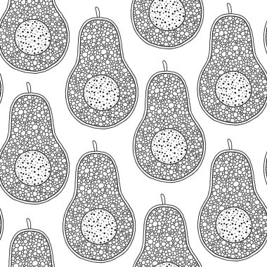 Doodle sanat avokado dikişsiz desen. 
