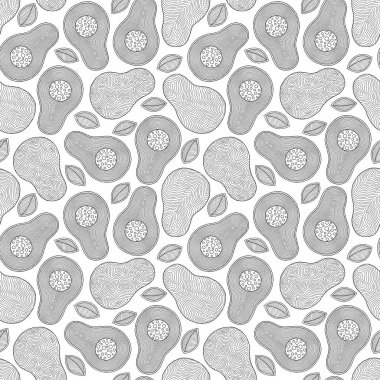 Line doodle sanat avokado dikişsiz desen. 