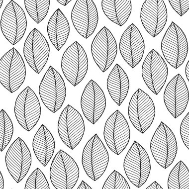 Boyama kitabı için dikişsiz doodle yaprakları desen. 