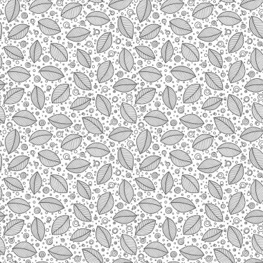Boyama kitabı için dikişsiz doodle yaprakları desen. 