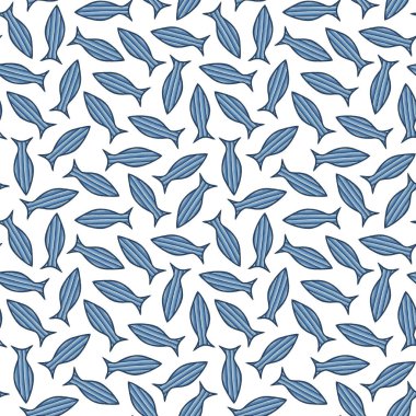 Elle çizilmiş geometrik balıklarla kusursuz desen. 