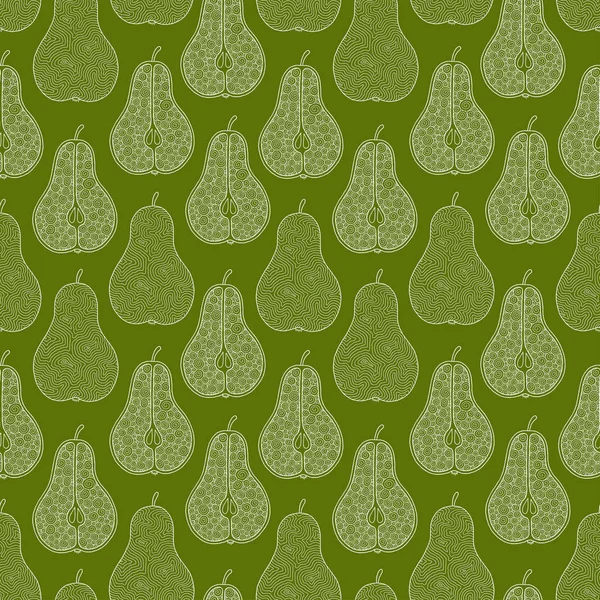 Frash pears modern beauty doodle seamless pattern. — Stock Vector