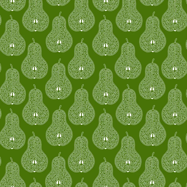 Fresh pears modern beauty doodle seamless pattern. — Stock Vector