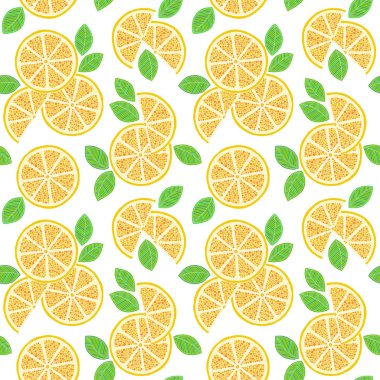 Portakallar pürüzsüz desen oluşturuyor. El çizimi taze tropikal sitru.