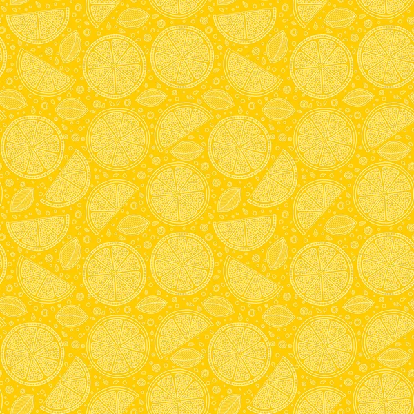 Frische Zitronen von Hand auf einem gelben Hintergrund gezeichnet . — Stockvektor