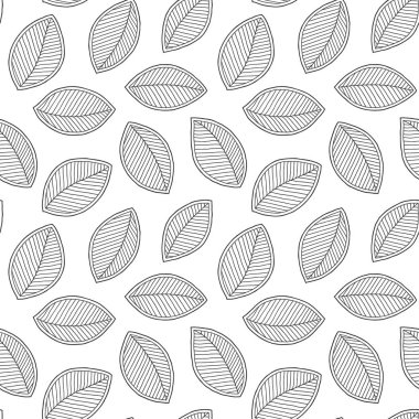 Boyama kitabı için dikişsiz doodle yaprakları desen. 