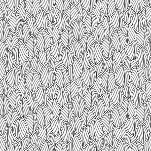 Modèle de feuilles sans couture doodle pour livre à colorier . — Image vectorielle